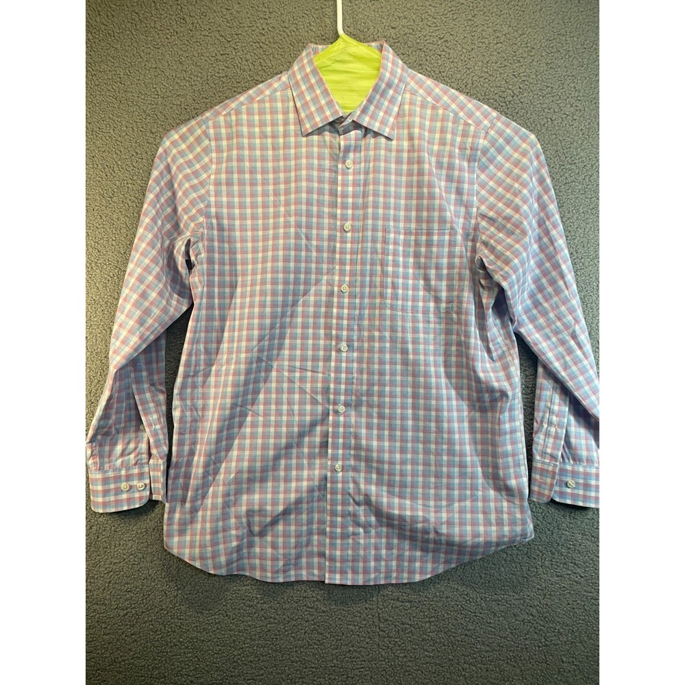 CROFT & BARROW mens Long Sleeve Dress Shirt Blue/White 16.5 34/35